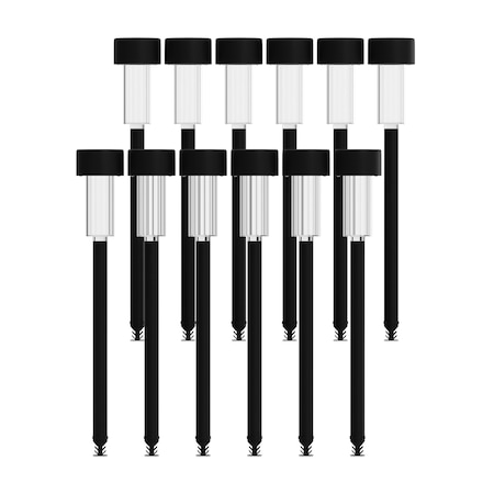 Flash Furniture Hartford Black LED Solar Lights, Weather Resistant Outdoor Solar Powered Lights, 12PK DN-SL104-12-BK-GG